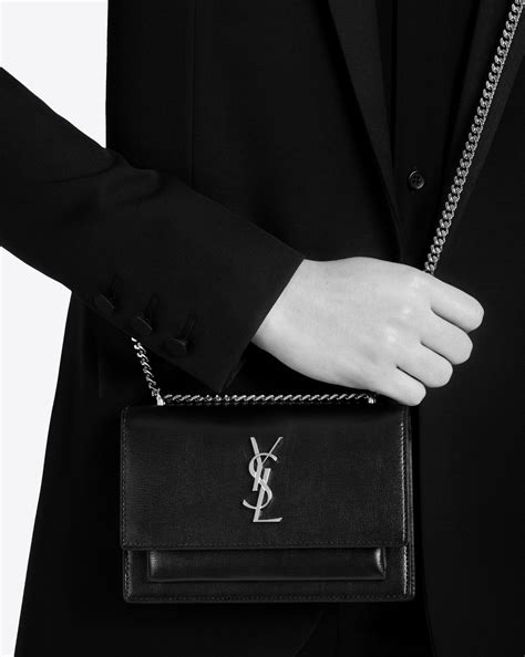 ysl sunset chain wallet in smooth leather|ysl wallet on chain price.